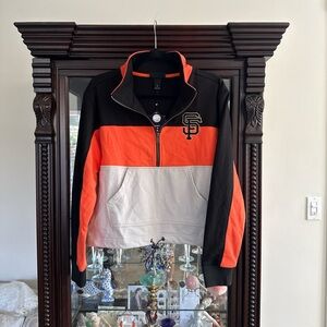 Wild Collective Giants Black and Orange Quarter-Zip Sweatshirt NWT